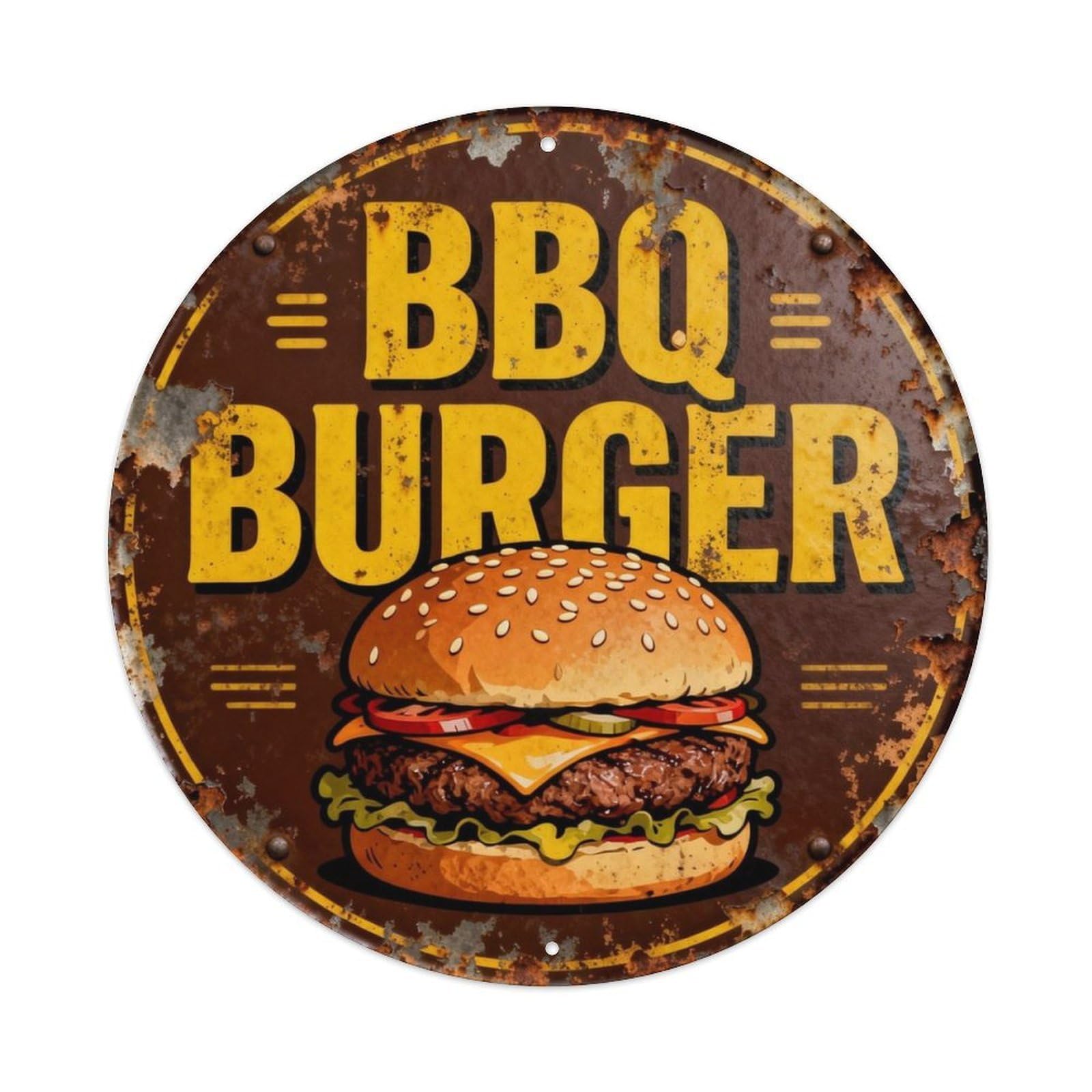Bbq Burger Metal Tin Sign Plaque