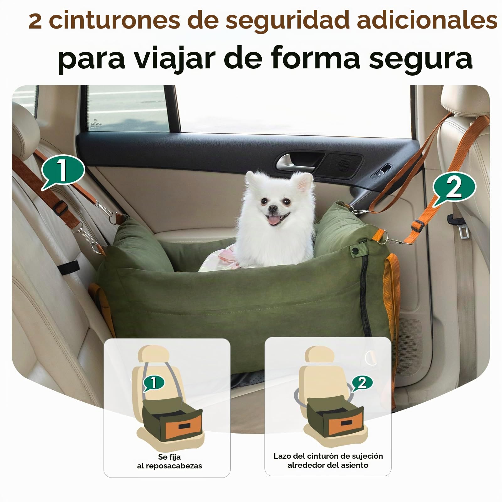 Cesta portátil para perros pequeños y medianos de menos de 15 kg con zona de descanso extensible, extraíble y lavable, cama con compartimentos de almacenamiento