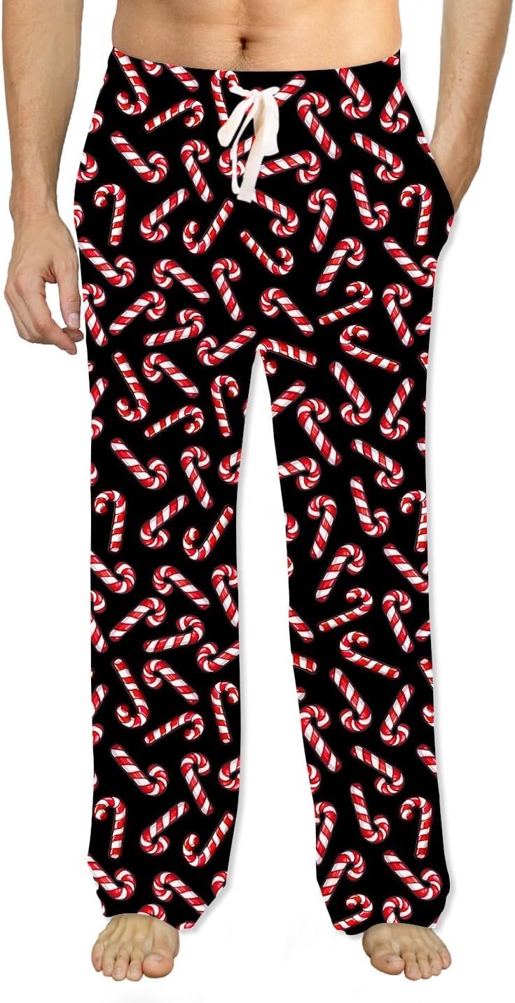 Mens Pajama Pants Christmas Halloween Sleepwear Lounge Pjs Pants with Pockets