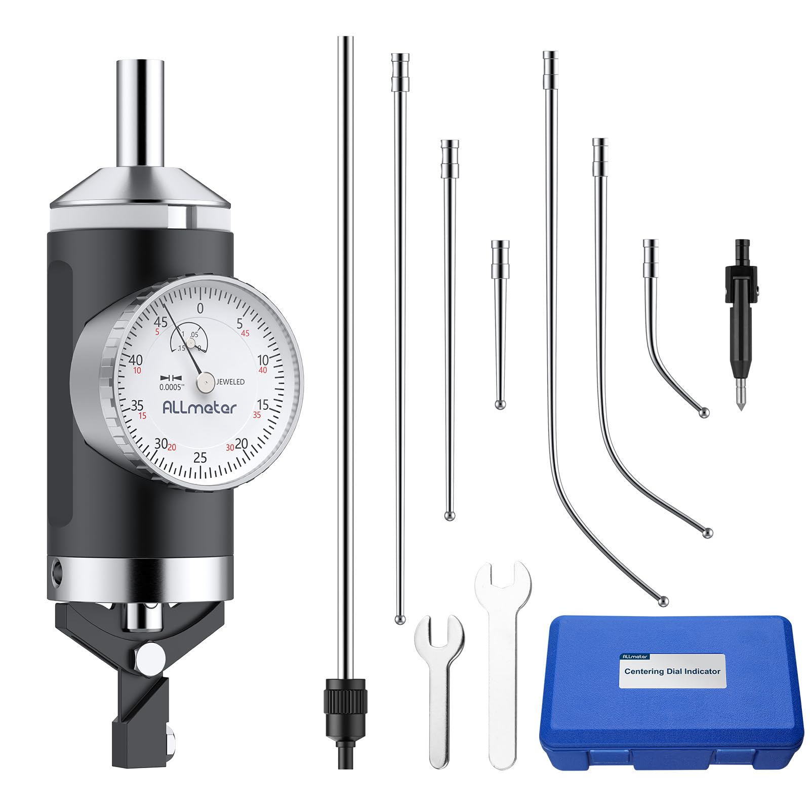 Photo 1 of ALLmeter Coaxial Centering Dial Test Indicator,0-0.15" Range with 0.0005" Resolution,Co-Ax Indicator for Milling and Boring Machines,3/8" Clamping Mounting Shank for Precision Center Testing