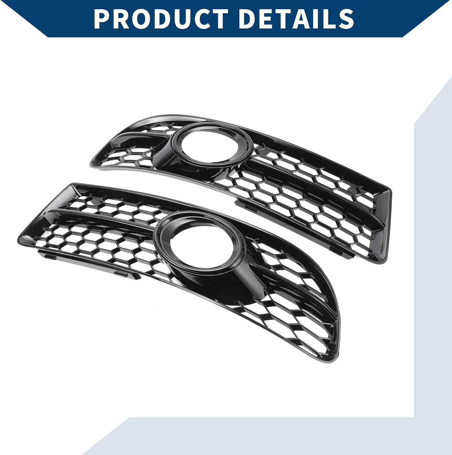 No.8E0807681F/8E0807682F Fog Light Grill for Audi A4 B7 S4 2005-2008 Front Left Right Front Lower Bumper Fog Light Cover Inserts ABS 1 Pair Black