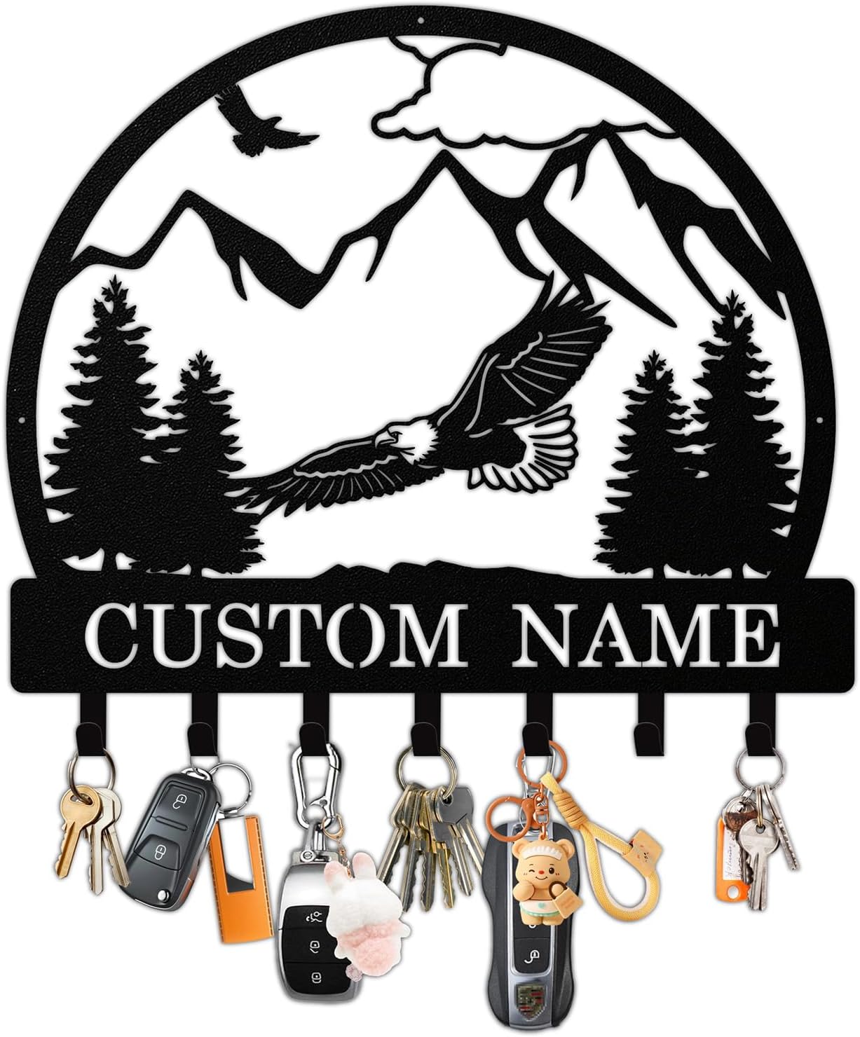 Personalized Key Holder for Wall, Custom Mountain Theme Metal Key Rack Wall Mount, Wall Keys Hanger with Hooks for Home, Entryway, Kitchen, Hallway, Living Room