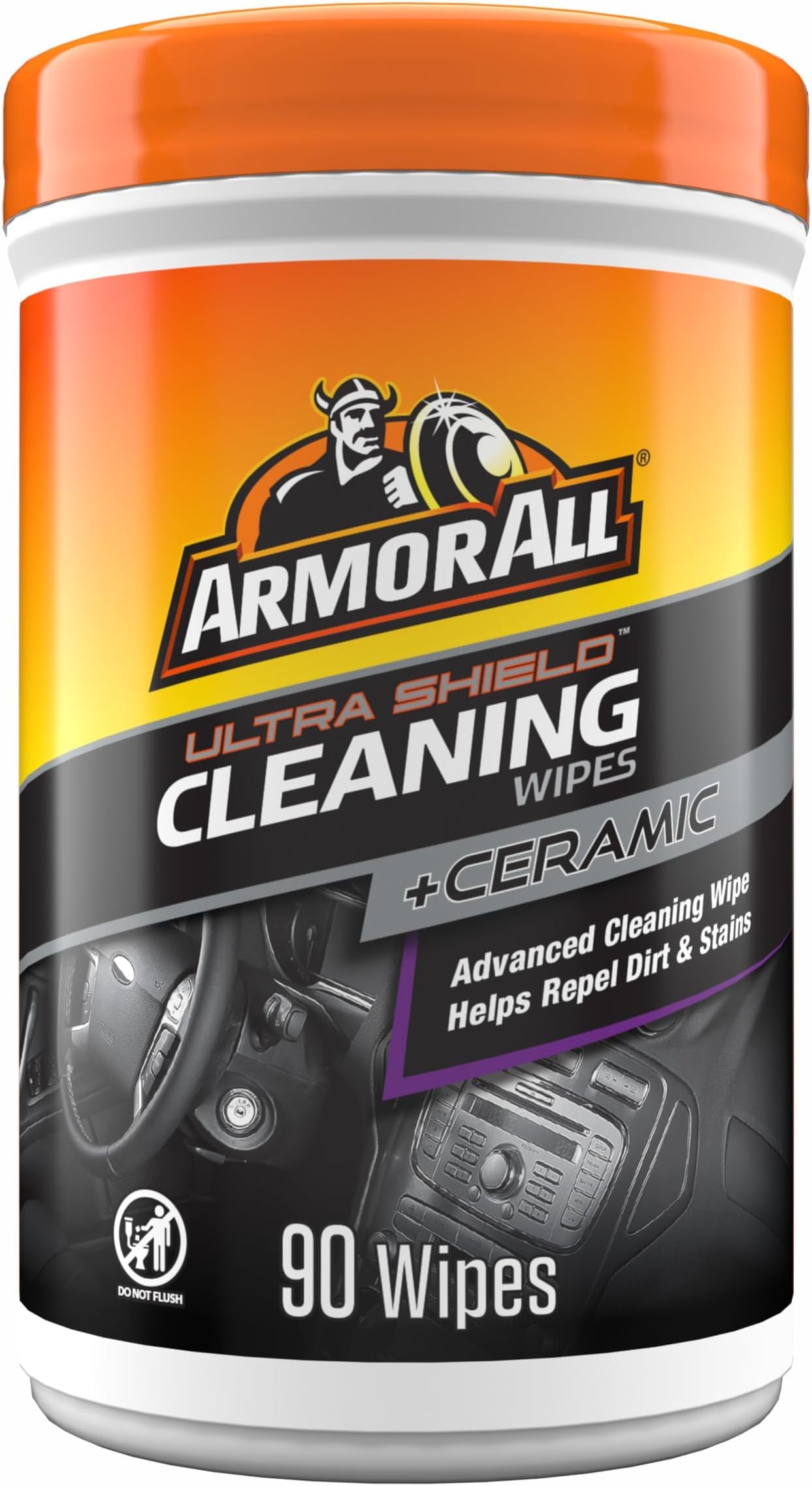 Ultra Shield + Ceramic Cleaning Wipes by Armor All, Car Interior Cleaner Wipes with Stain-Repelling Technology, 90 Count