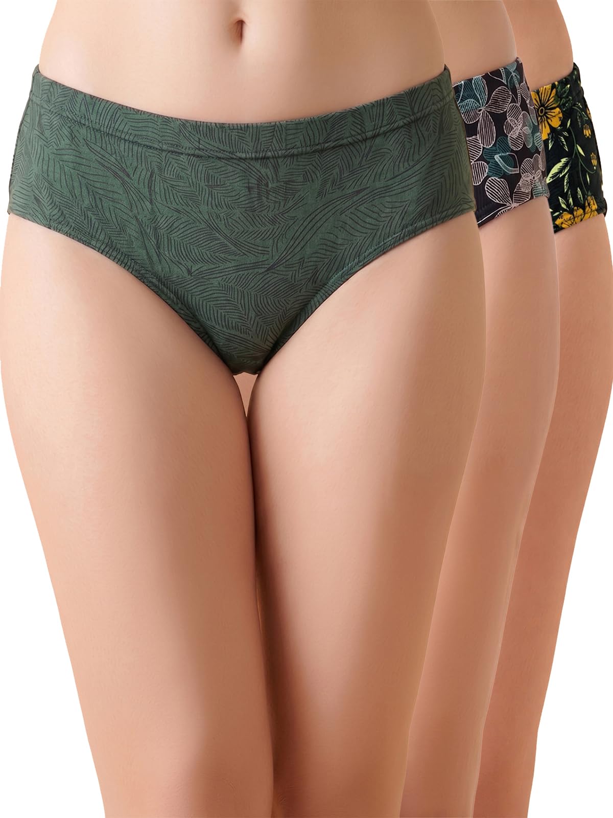 clovia Pack of 3 Cotton Printed Mid Waist Hipster Panties (PNC533616_Multicolor_M)-picture-10