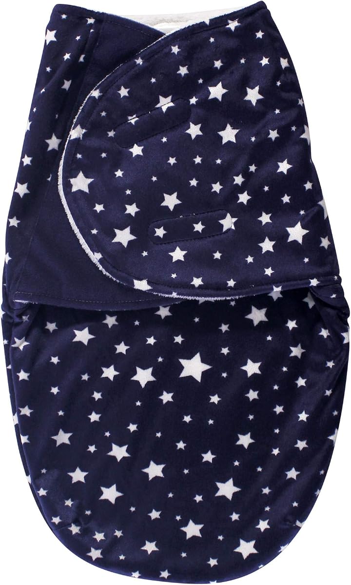 Hudson Baby Unisex Baby Plush Swaddle Wrap, Navy Star, 0-3 Months