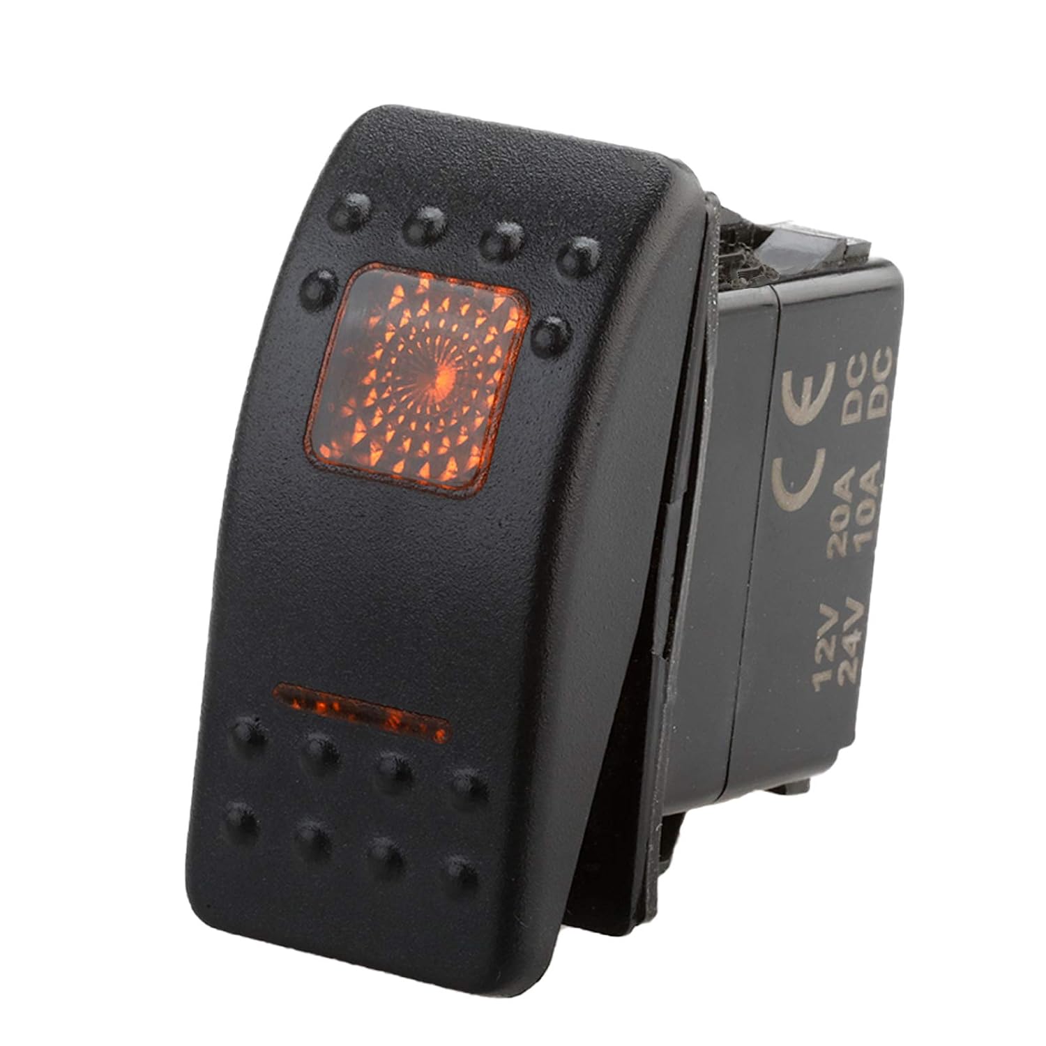 Amarine Made 12v 20 Amp Waterproof On-Off-On 2 Position Boat Marine DPDT 7 Pin Rocker Switch with 2 Led Lamps (Orange)