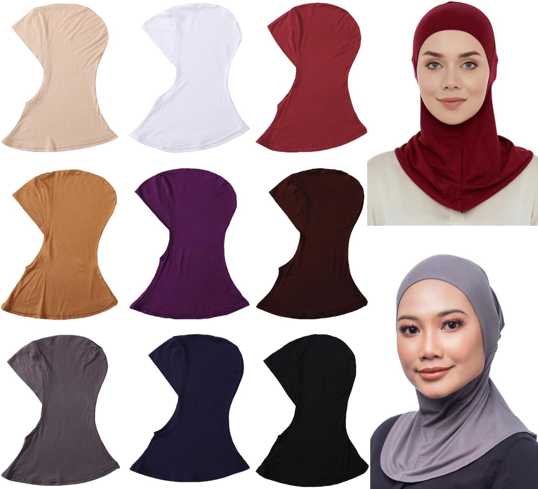 3-9 Pieces Modal Hijab Turban Muslim Hijab Cap Adjustable Muslim Scarf Stretchy Head Scarf for Women