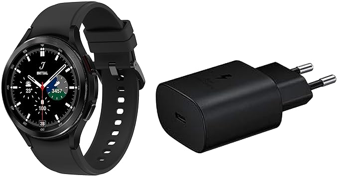 Samsung Galaxy Watch4 Classic Bluetooth(4.6 cm, Black, Compatible with Android Only) & Original 25W USB Travel Lightning Adapter for Cellular Phones, Black at Rs. 18307