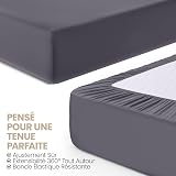 Utopia Bedding Fitted Sheet 160 x 200 cm (2 Pack), Grey - Deep Pocket 14 inch (35 cm) - Easy Care - Soft Brushed Microfibre Fabric - Shrinkage and Fade Resistant - Bottom Sheet - 5