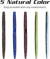 Vista 3 de Senko Worms Kit - Señuelos de pesca de plástico suave de 4"/5" con impregnación de sal para pesca de lubina