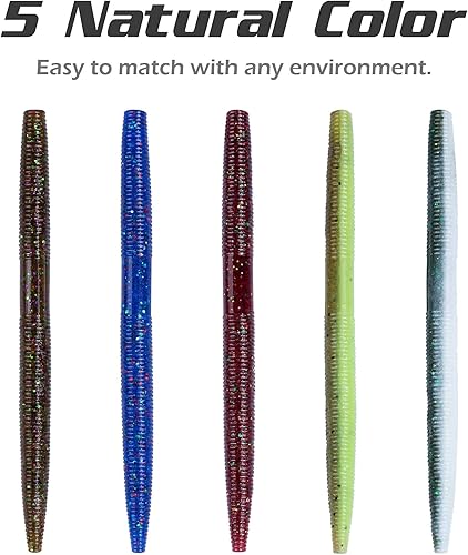 Miniatura 3 de Senko Worms Kit  4"5" Soft Plastic Fishing Lures with Salt Impregnation for Bass Fishing