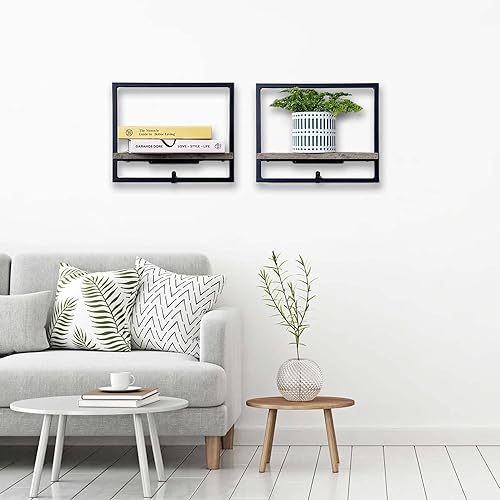 Miniatura 2 de Cocoyard - Juego de 2 estantes flotantes. Estante rústico montado en la pared para sala de estar, dormitorio, baño, art deco y plantas. Estantes de
