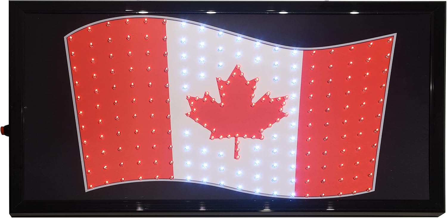 EEZ RV Products Frame led j Canadian flag, advanced Canadian flag, can be used for holiday decoration 21.5" x 13"