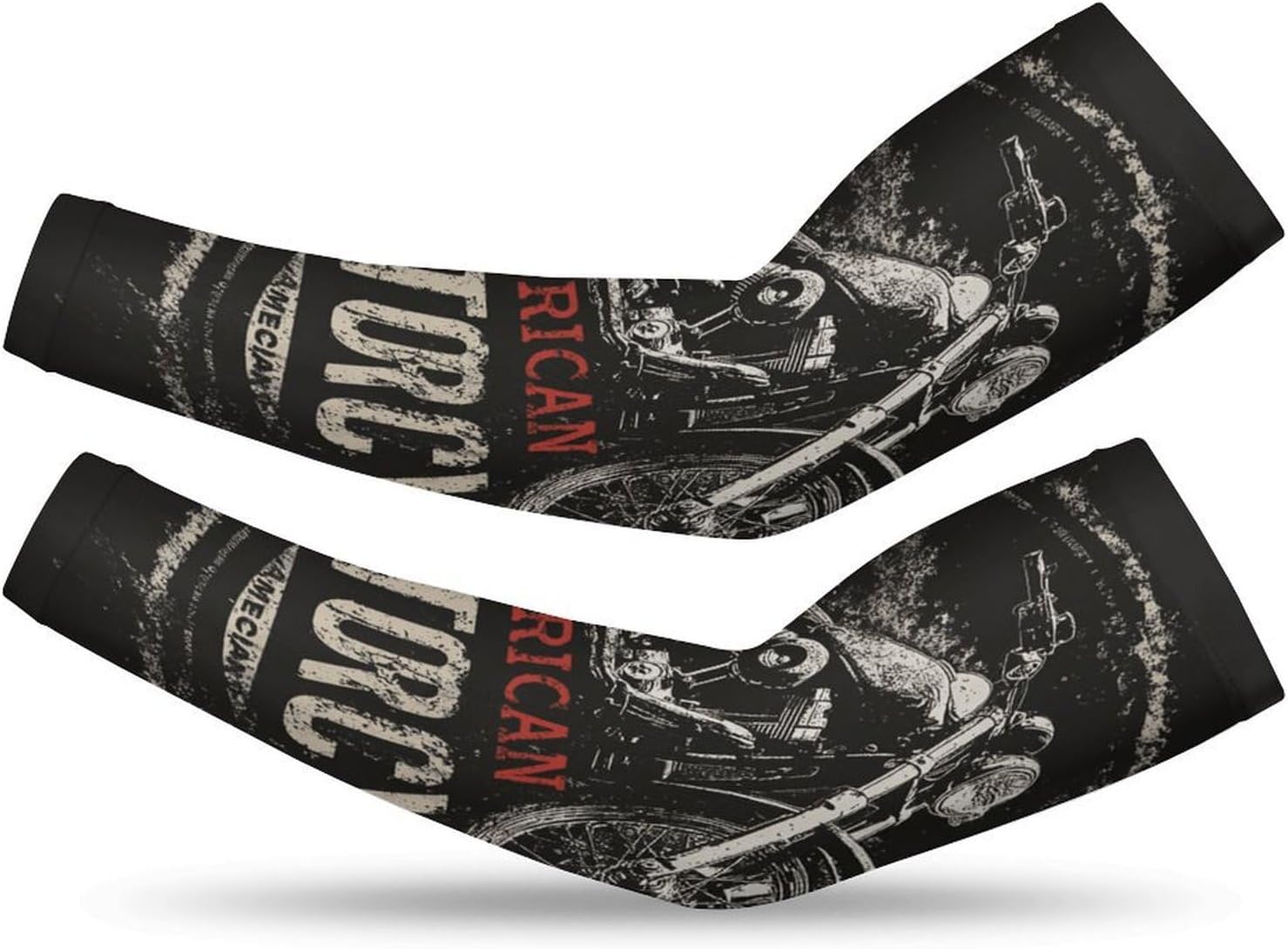 A Vintage Motorcycle UV Protection Cooling Arm Sleeves, Breathable Stretchy Sun Sleeves for Outdoor Sports Driving Cycling