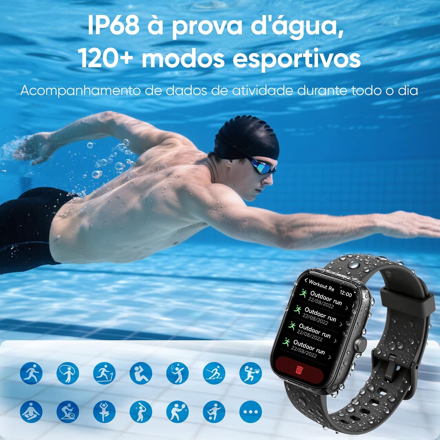 Smartwatch com Alexa Integrada, Tela Colorida 1.83", Notificações em Tempo Real, Pulseira de Silicone, Relógio Inteligente para Esporte e Uso Diário (Preto) Smartwatch com Alexa Integrada, Tela Colorida 1.83", Notificações em Tempo Real, Pulseira de Silicone, Relógio Inteligente para Esporte e Uso Diário (Preto)