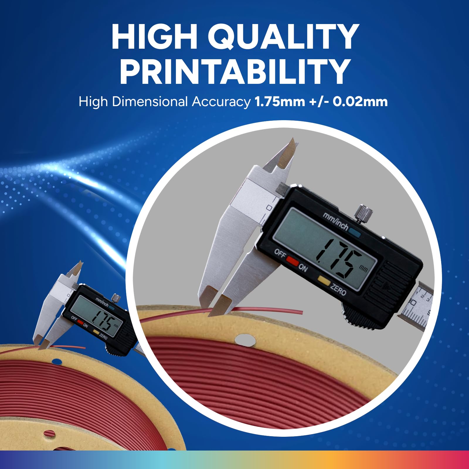 OVERTURE PLA+ Filamento 1.75mm, Toughness Enhanced PLA Roll, Professionale PLA Tenacia, 1kg Filamento(2.2lbs), Precisione Dimensionale 99% Probabilità +/- 0.02 mm (Vino)