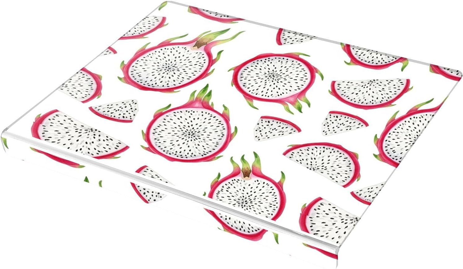Dragonfruit Fruit White Pattern Cutting Board for Kitchen Acrylic Cutting Board with Counter Lip Chopping Board for Countertop Protector Outdoor Indoor Decor, 16.5" x 13.4"