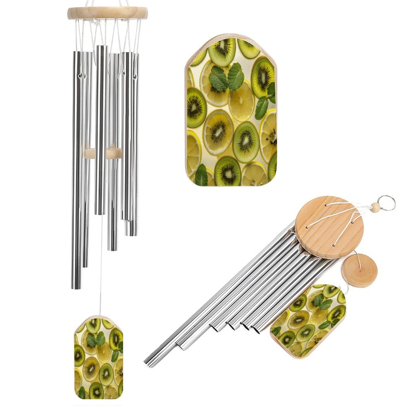 Sliced Lemon and Kiwi in Drink Wind Chimes for Outside, Memorial Windchimes Deep Tone Soothing Melodic Tones, Sympathy Wind Chimes for Patio Home Or Garden Decor