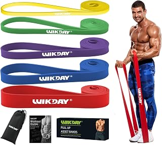WIKDAY Resistance Bands Set of 5 Pull Up Assistance Bands 8-100lbs Workout Exercise Bands for Stretching Physical Therapy Men Women