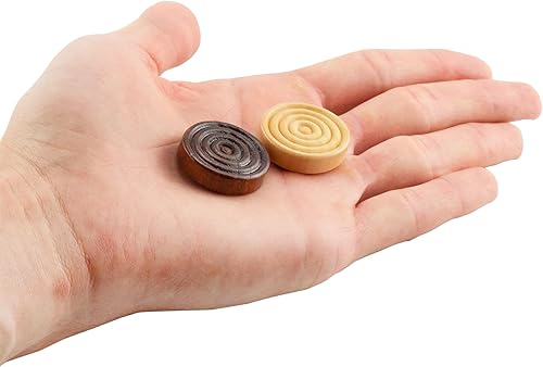 Miniatura 5 de Attatoy Damas de madera apilables clásicas en color madera natural 24 piezas con bolsa de almacenamiento de tela con cordón 1 18 pulgadas