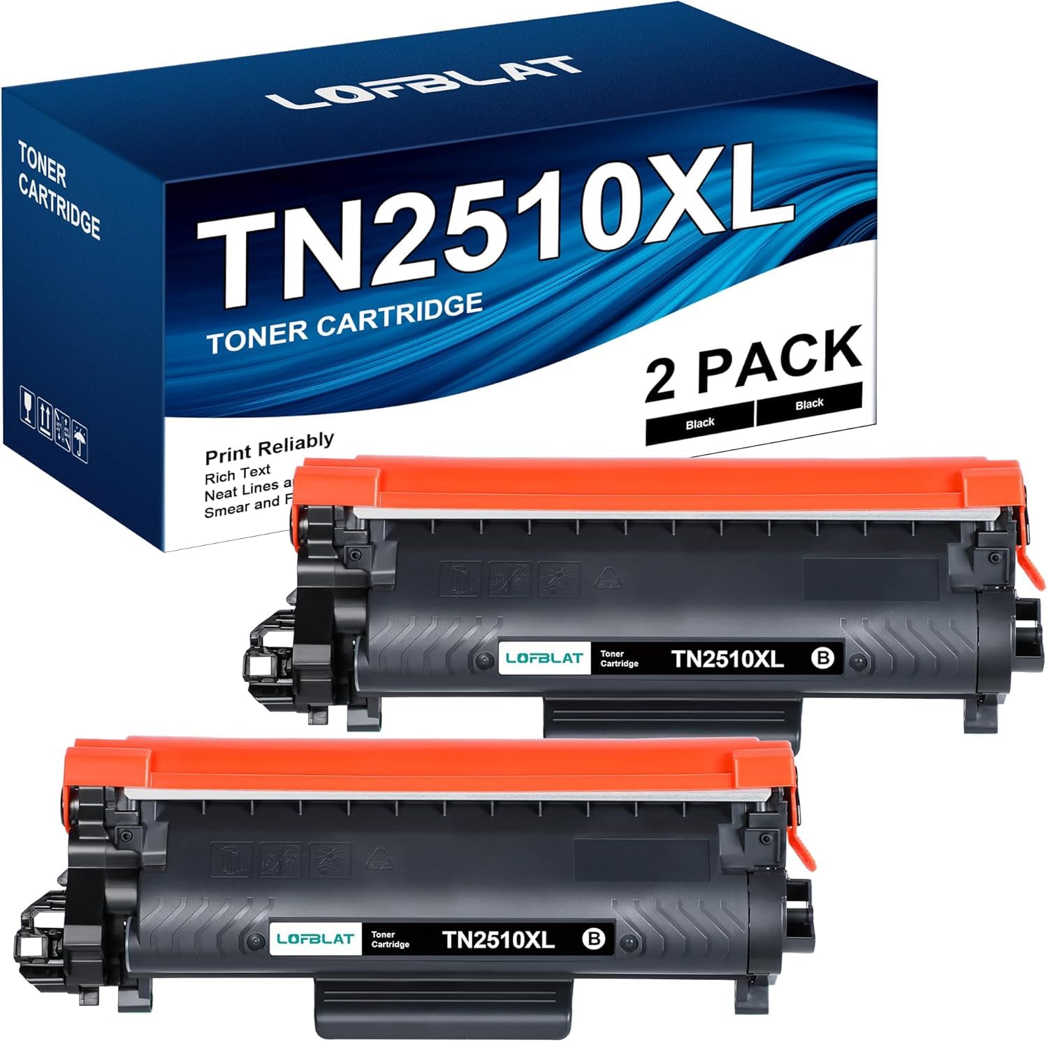 LOFBLAT TN2510XL TN2510 XL Toner compatibile per Brother TN-2510 XL TN-2510XL per MFC-L2800DW MFC-L2835DW MFC-L2827DW MFC-L2860DW DCP-L2620DW DCP-L2665DW DCP-L2660DW HL-L2400DW HLL2445DW (Nero,2-Pack)