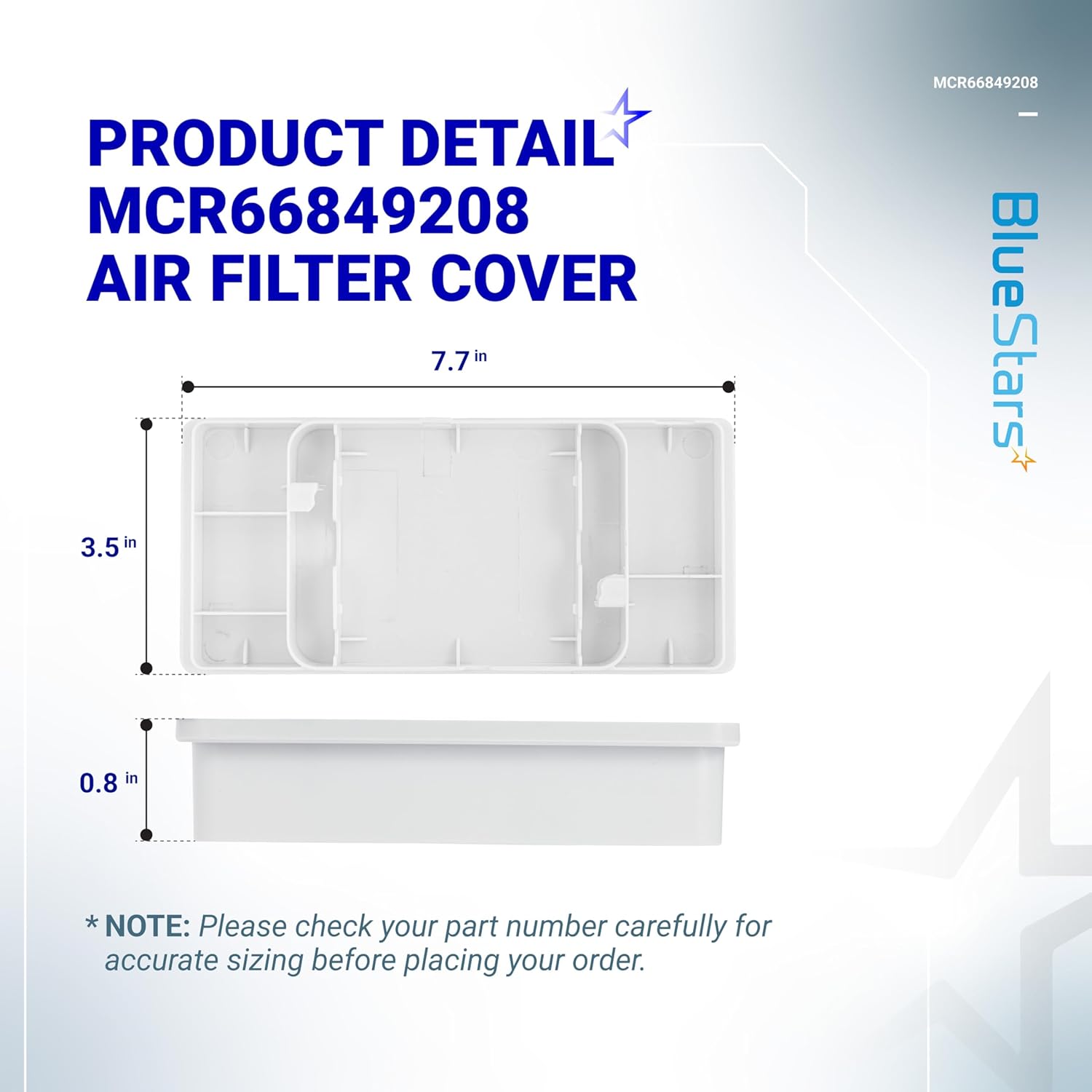 BlueStars MCR66849208, MCR66849219 Refrigerator Air Filter Cover - For LG Kenmore refrigerators LMRS28596D LMRS28596S LMRS28626D - Replaces MCK703881 No. 4957379, AP6892370, PS12085698, ACW75477501