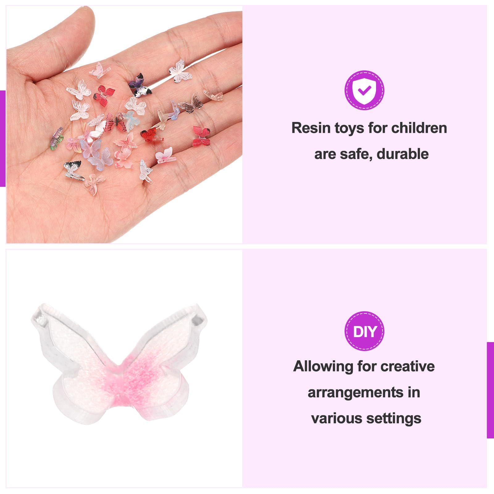 CoCud Mini Resin Butterflies, 8mm Length, Resin Miniature Dollhouse Accessories Red & White - Image 4