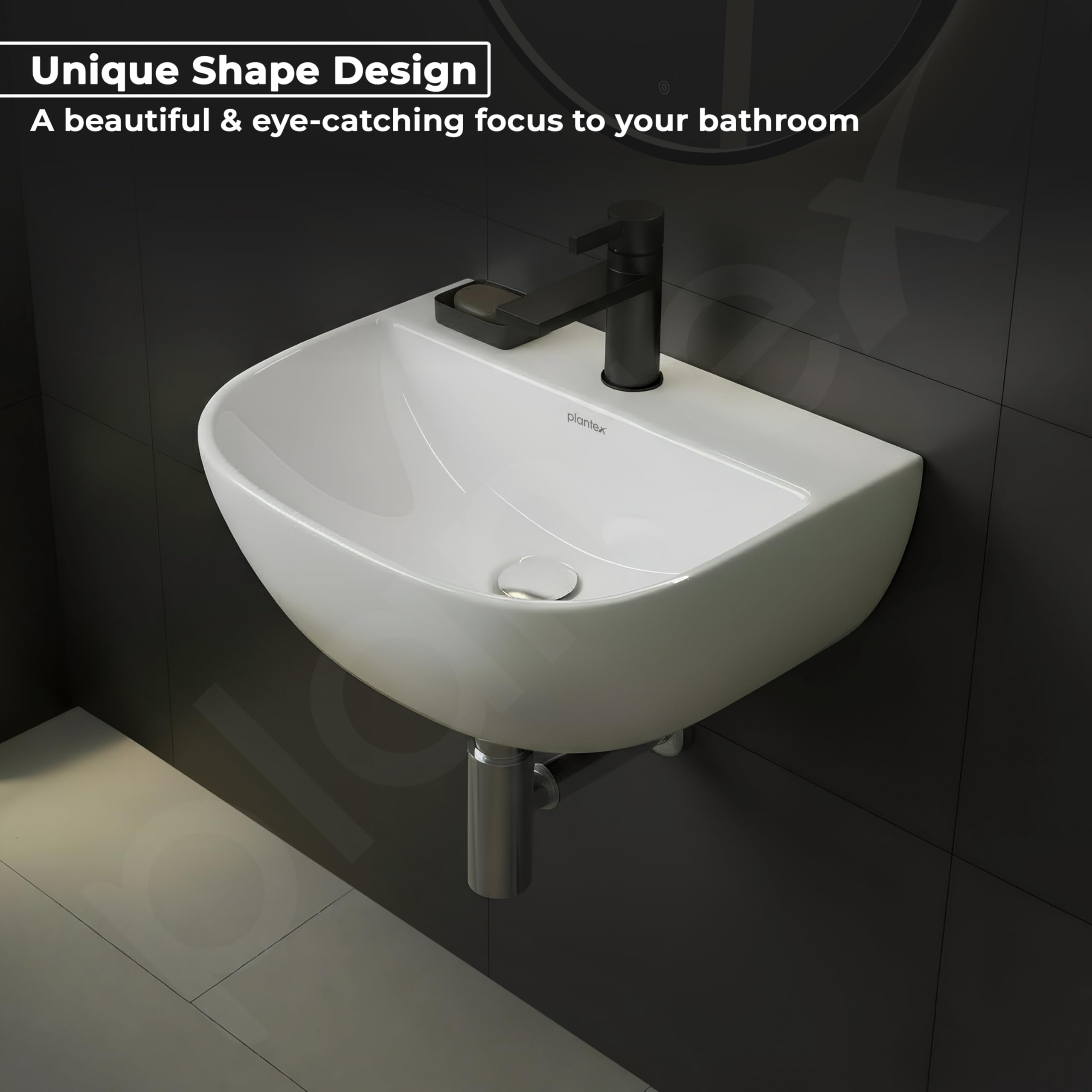 Plantex Orchid Ceramic Wash Basin - Wall Mounted Sink -8