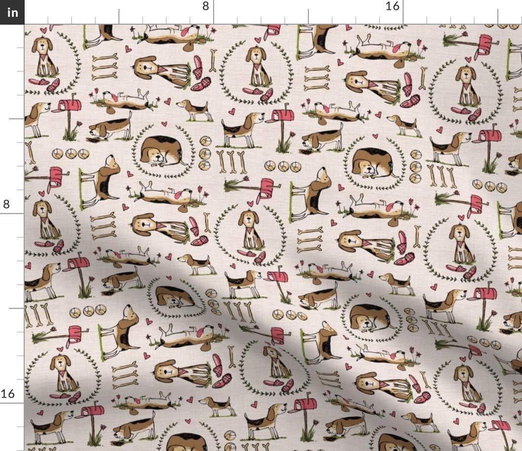 Spoonflower Fabric - Love Beagles Beagle Dog Puppy Hound Illustration Look Kids Room Pet Printed on Petal Signature Cotton Fabric by The Yard - Sewing Quilting Apparel Crafts Decor