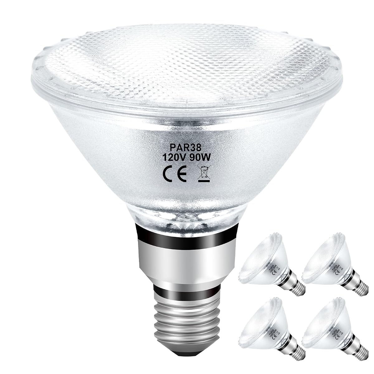 Jaenmsa PAR38 Halogen Flood Light Bulbs, 90W Dimmable, 4-Pack, 2700K Warm