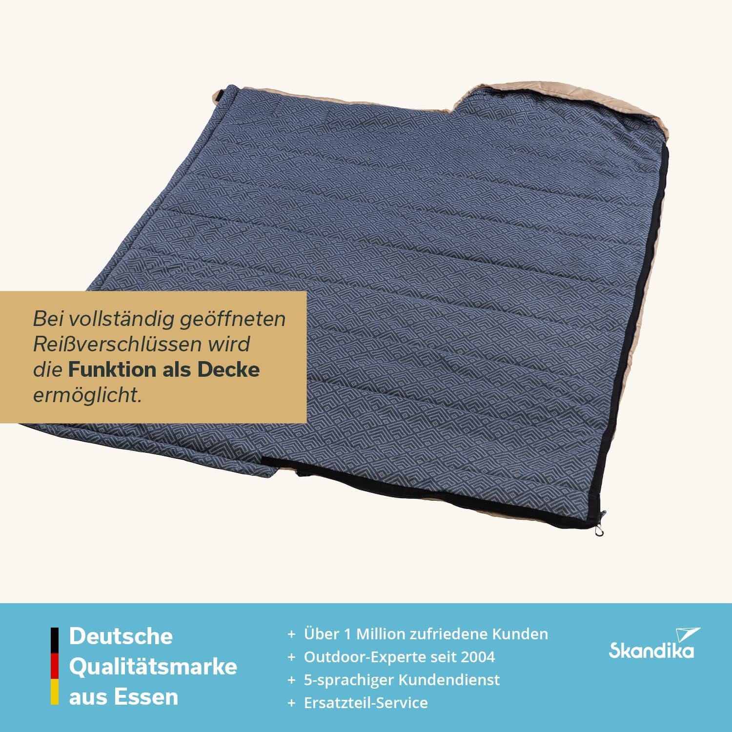 Skandika Dundee Flannel śpiwór dla dorosłych, śpiwór dla dorosłych, z zawieszeniem, na 3 pory roku, do -20°C, 220 x 80 cm/220 x 160 cm, prostokątny