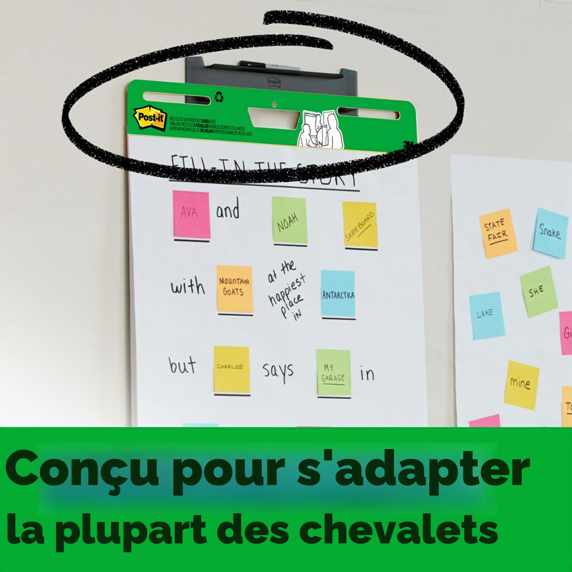 Post-it Super Sticky Meeting Charts, Recyclé, 2 Blocs, 30 Feuilles par Bloc, 63;5 cm x 76;2 cm, Couleur Blanche - Paperboard Adhésif Repositionnable pour Réunions et Sessions de Brainstorming