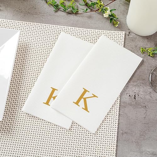 Miniatura 290 de Luxenap - Toallas de invitados de 15.8 x 7.9 pulgadas, 50 toallas de mano con letras plateadas, letra "P", fuente Sans Serif, servilletas de papel