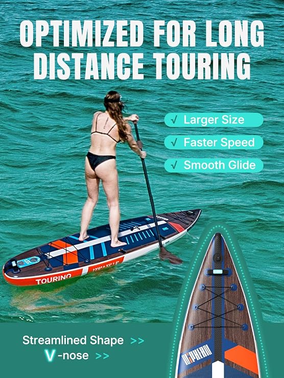 Niphean PRO Extra Large Inflatable Paddle Board with Seat, 11'6/12'6 SUP | Stand Up Paddle Board with Pressure Gauge, StabilTrac Fin, Upgraded All-Round/Touring SUP for Adult Adventures, 2+1 Person