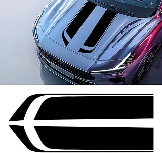 Wuyaoyao Car Hood Decal Sticker, Modified Racing Stripe Decal for Cars, Auto Bonnet Hood Body Bumper Graphic Stickers, Universal Vinyl Decals Decoration Car Accessories for SUV Truck (Black)