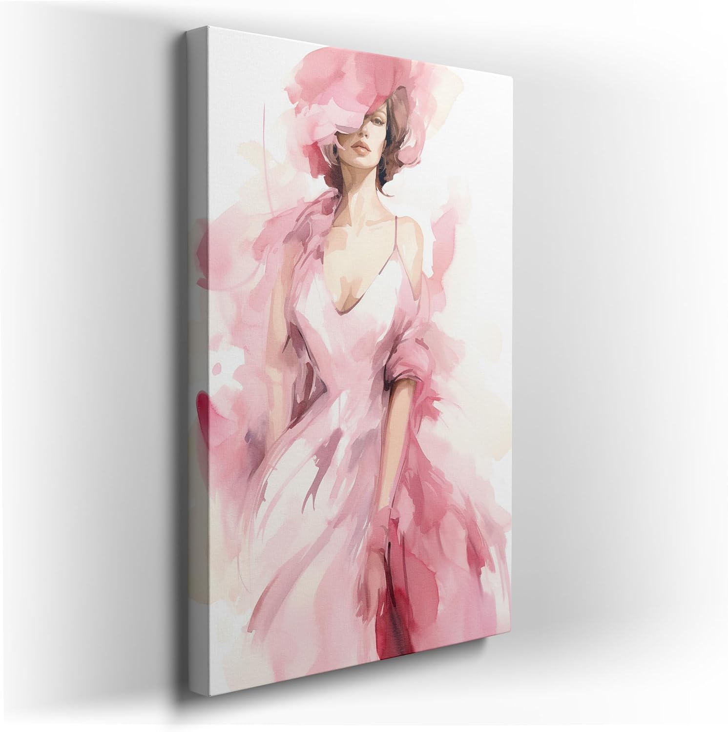 Canvas for Living room. Whispers of Motion Enigmatic Elegance in Soft Pink, 27 x 18 inch Canvas Wall Art - Contemporary Masterpieces - Zen Wall Decor - 69x46 cm (27x18 inch)