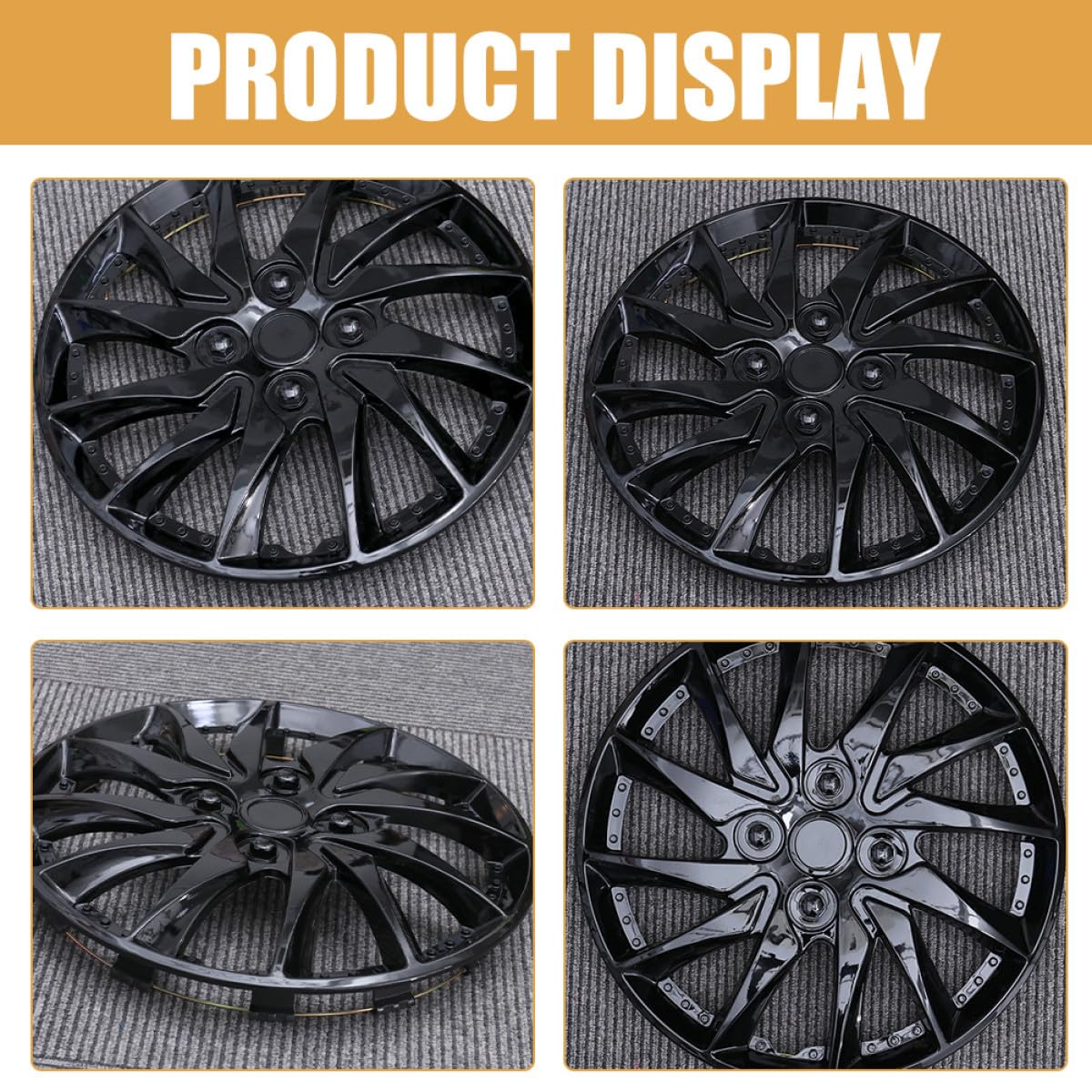 2 Pezzi Coprimozzi per Auto 14 Pollici Copricerchi in Plastico Nero Resistenti All'usura per Protezione Ruote Auto Stile Semplice e Elegante