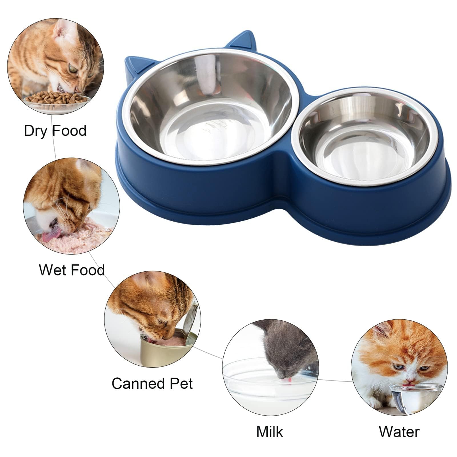 Set 2 Ciotole In Acciaio Inossidabile 304 Per Gatti + 2 Cucchiai: Basse Anti-ribaltamento 15cm, Lavabili In Lavastoviglie, Per Cani Piccoli