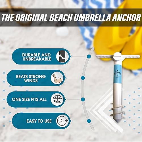 Miniatura 2 de Beachr The Original Beach Umbrella - Anclaje de arena para sombrilla de playa resistente con tornillo de anclaje al suelo ideal para protección