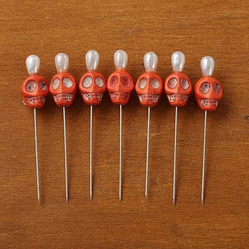 Miniatura 8 de BLESSUME 7pcs Candle Magick Ritual Pins Skull Top (negro)