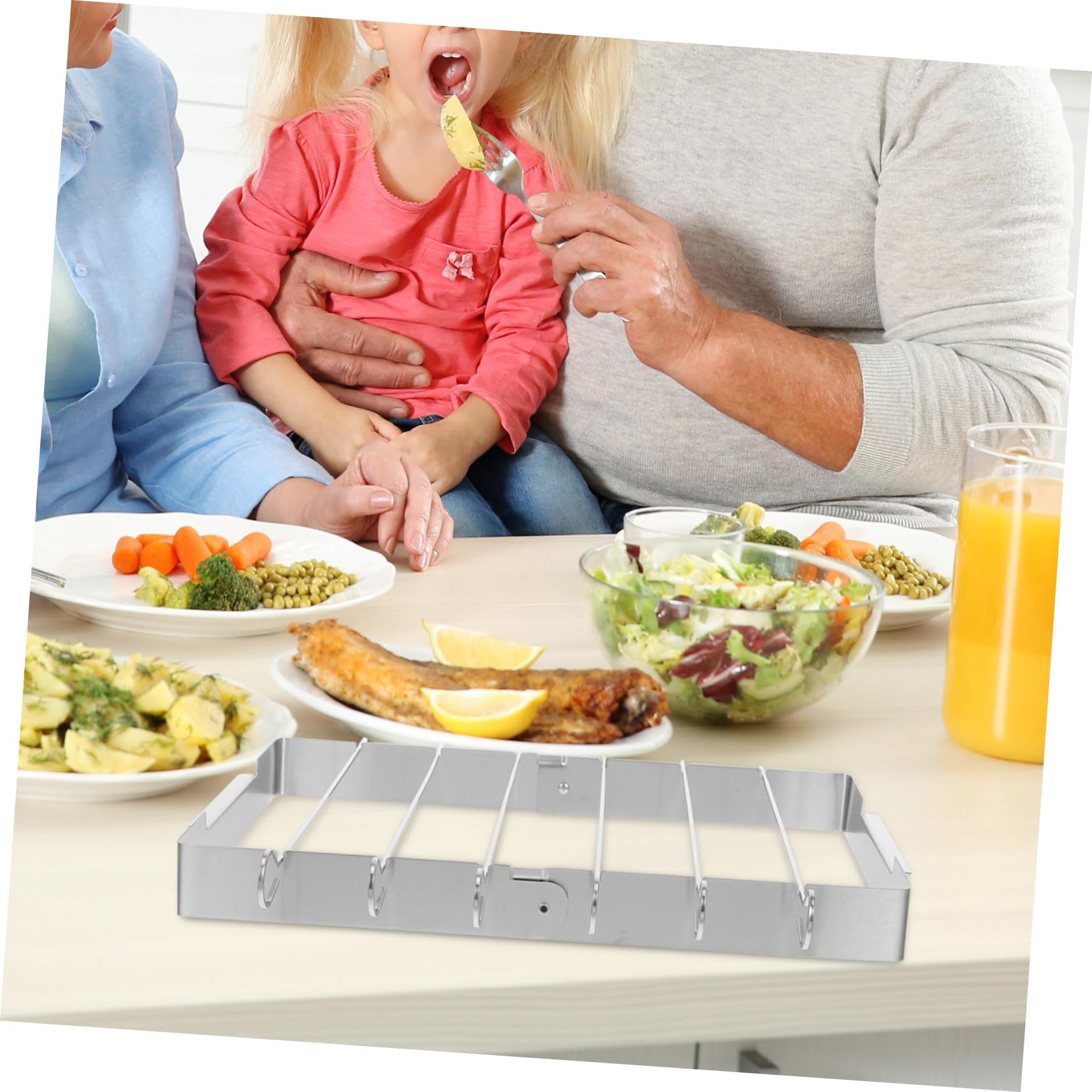 Set di 2 spiedini pieghevoli in metallo per barbecue, per grigliare carne e vetables, perfetti per cucinare all'aperto e feste estive