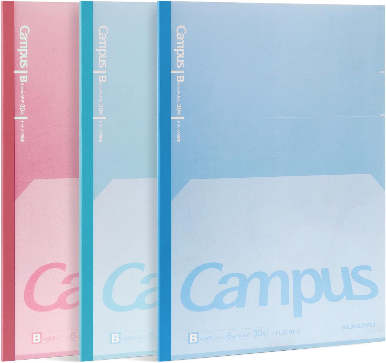 Composition Notebooks, 7" x 10" Kimochii Dot Lined Notebook, 30 Sheets College Ruled, 3 Pack B5 Notebook for School, School Supplies Comp Book for Note Taking, Green Pink Blue