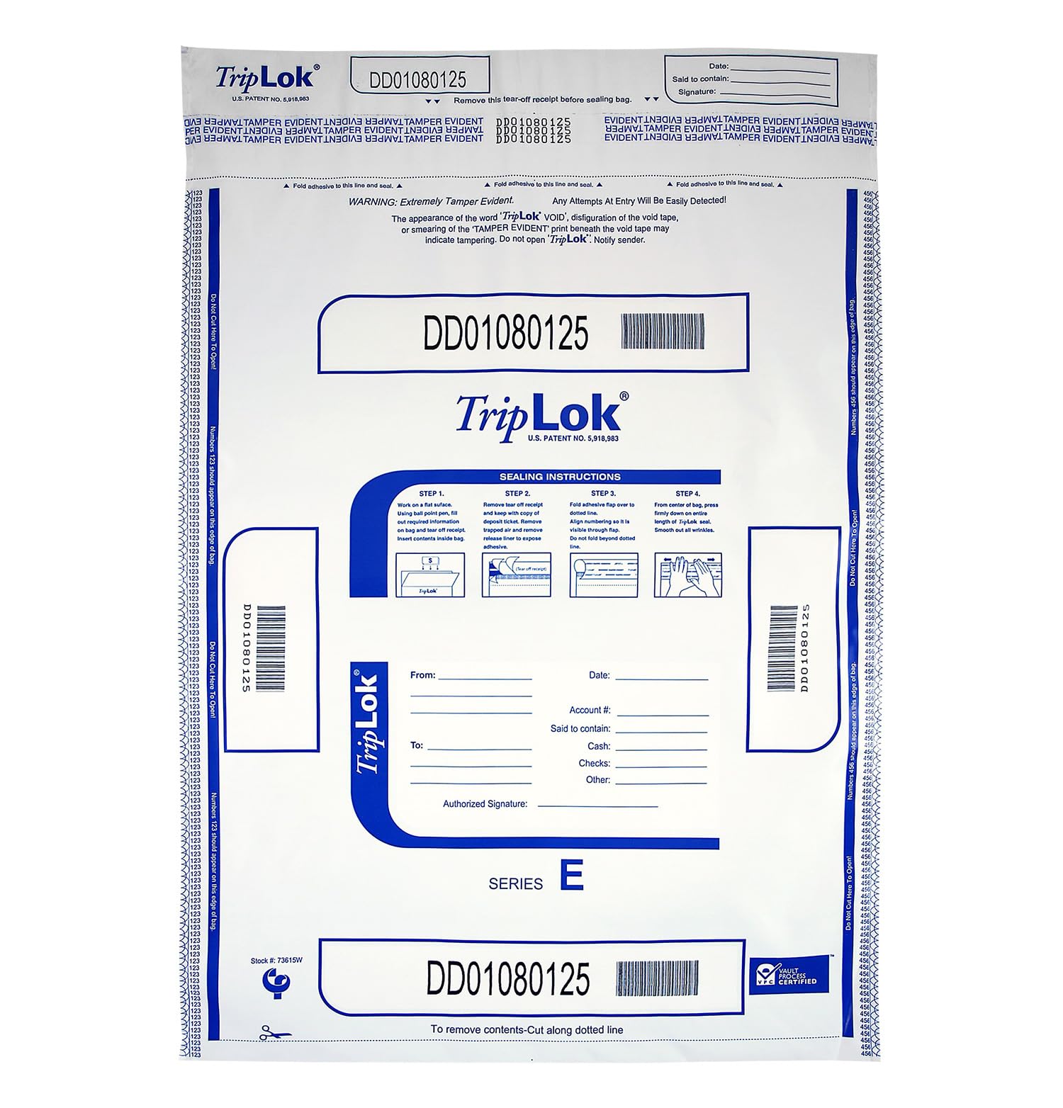 Bolsas de depósito triplok 15x20 en color blanco pack de 50 unidades