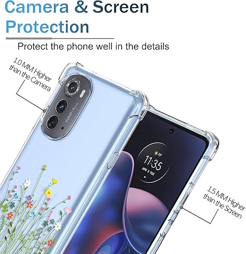 Miniatura 9 de OEURVQO Funda para Moto Edge X30 Pro Edge 30 Ultra transparente con patrón de flores de TPU suave, a prueba de golpes, antiarañazos, funda