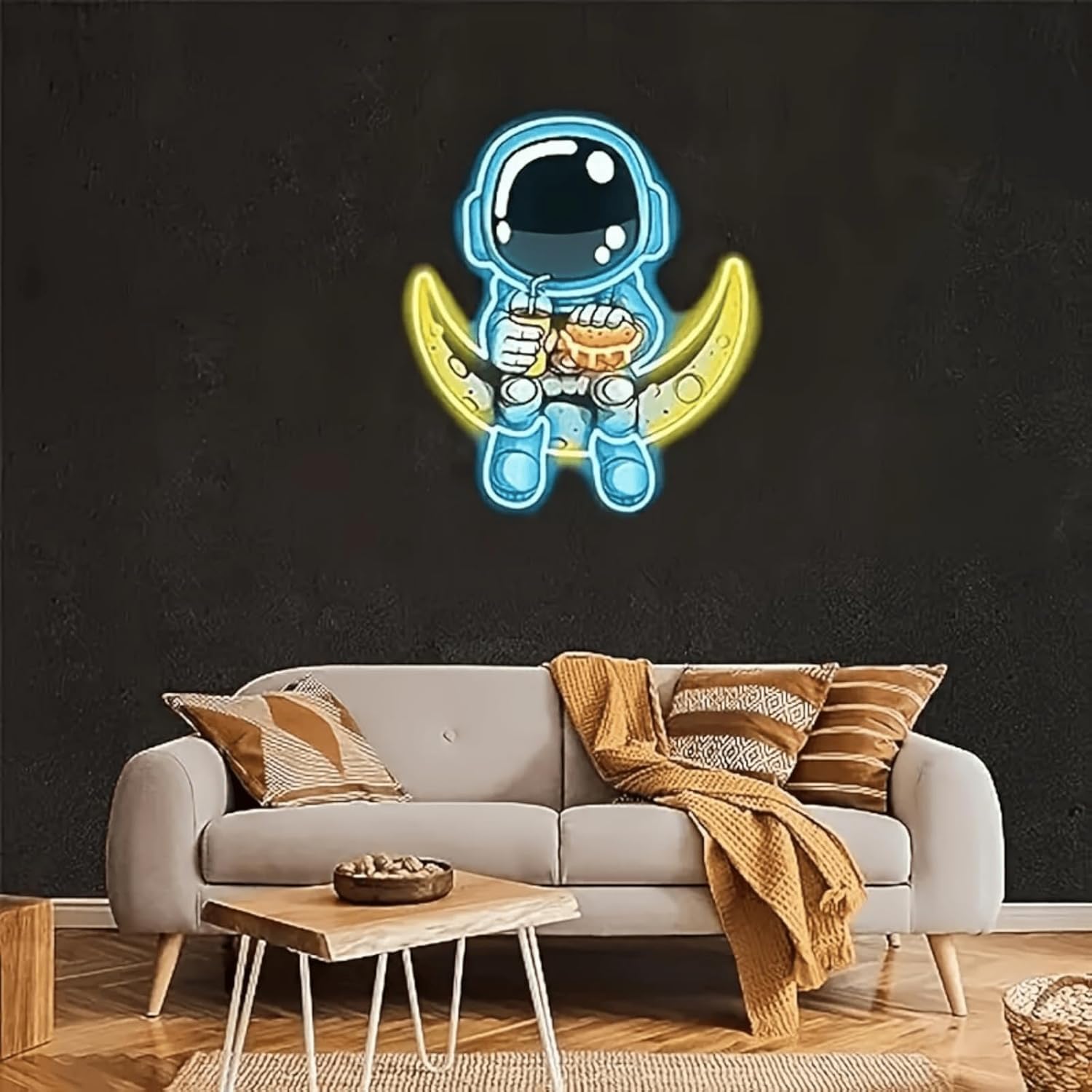 Astronaut Neon Sign, USB Powered LED Light up Signs Gift for Boys, Dimmable Neon Light for Bedroom, Game Room, Kids Room, Bar Decoration (Blue)