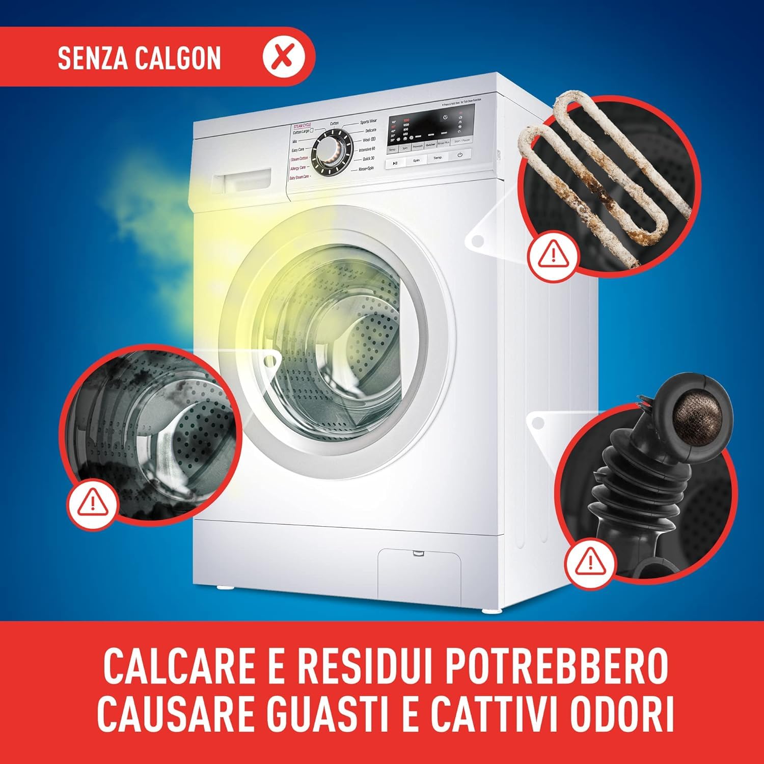 Calgon Power Gel Anticalcare Lavatrice 4 in 1, Anticalcare per Lavatrici, 5 Confezioni da 2x1.5l di Additivo per una Protezione da Calcare, Corrosione, Sporco e Cattivi Odori