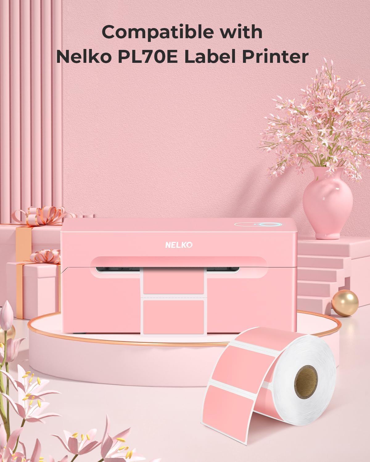 Nelko Genuine 2.25" x 1.25" Direct Thermal Labels, Barcode Labels Compatible with Nelko PL70E Label Printers, Self-Adhesive Labels, Barcode Stickers, Pink/1000 Labels (Commercial Grade) image 4