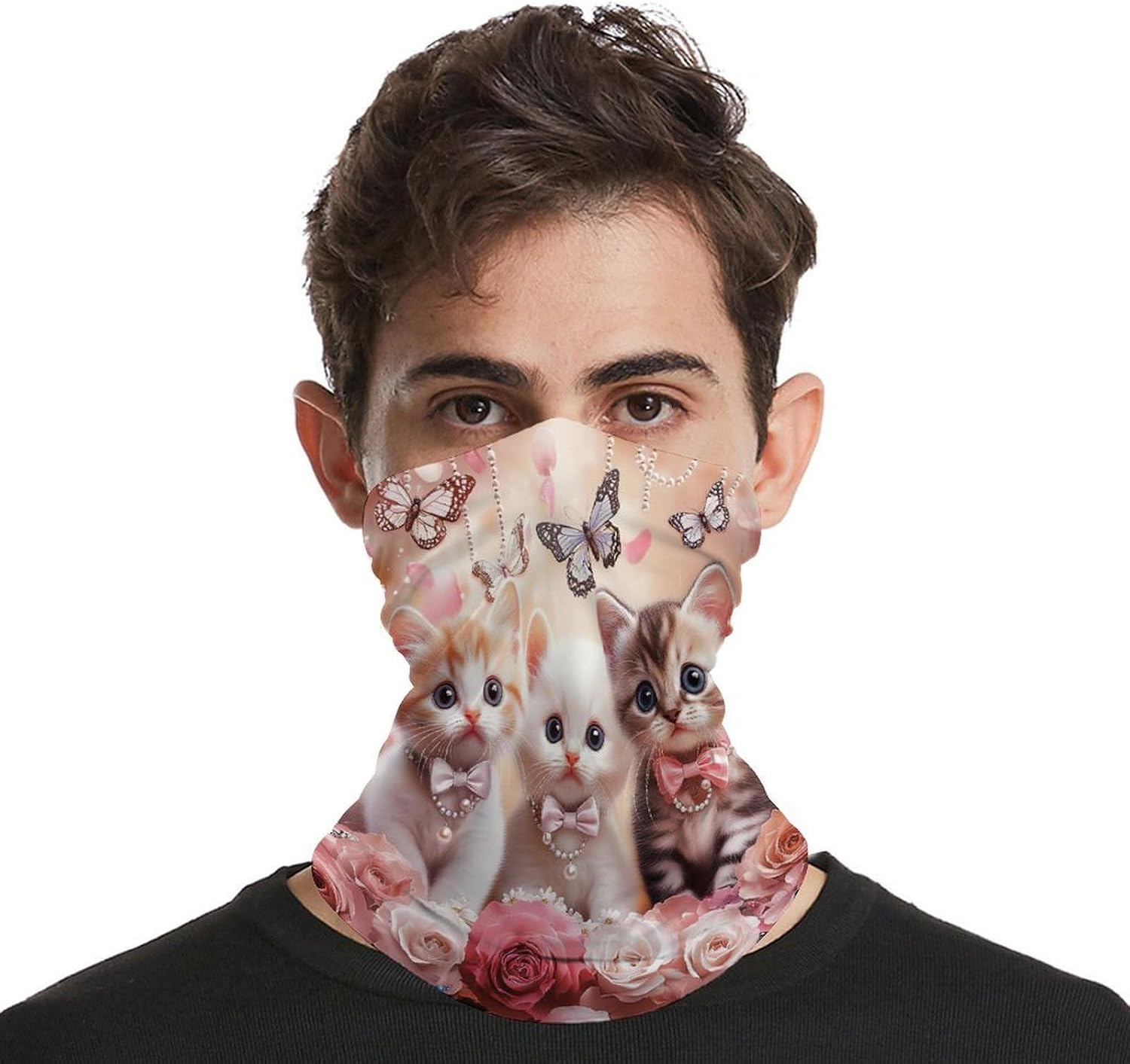 Cute Cat Kitty Face Cover Neck Gaiters for Men Women Sun Protection Mask Scarf Hiking Bandana