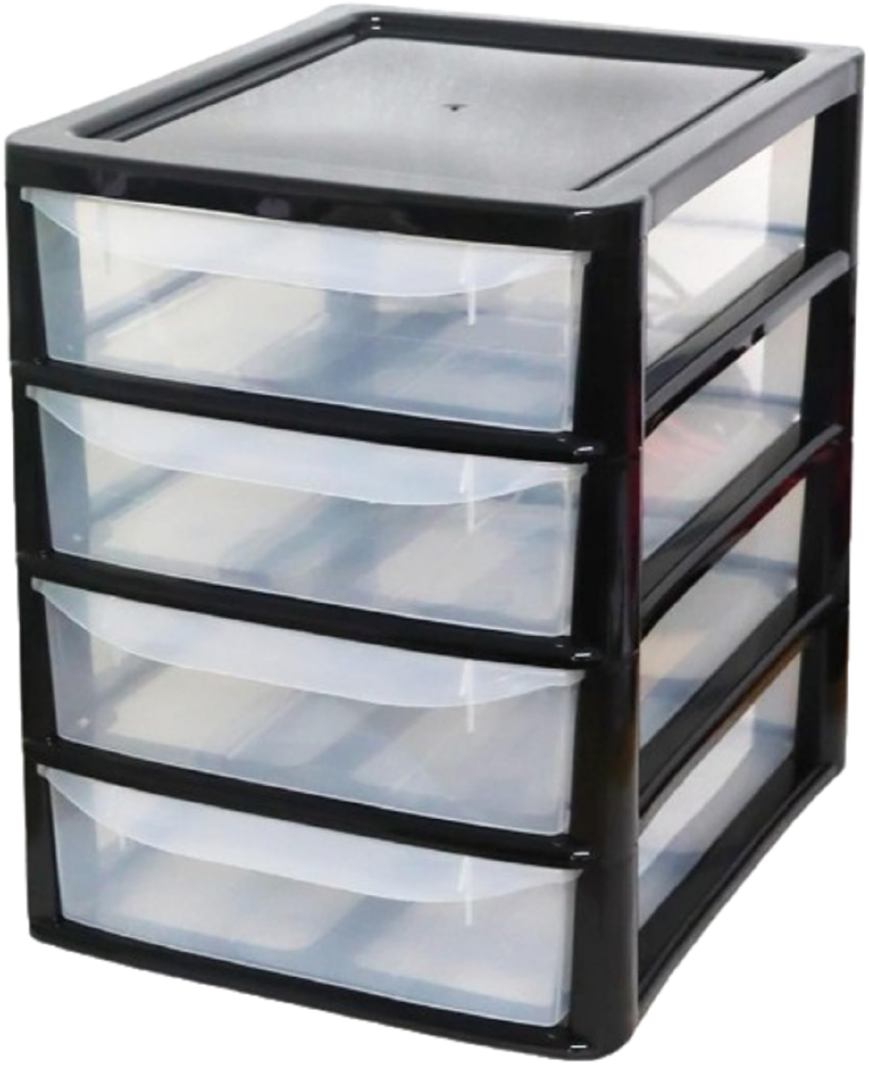 A4 4 Drawer Storage Unit Small Plastic Drawer Desktop Table top Organiser 4 Tier Storage Tower Unit for Home, School, Office, Bedroom & Living Room Black (4 Tier A4 Small Black)