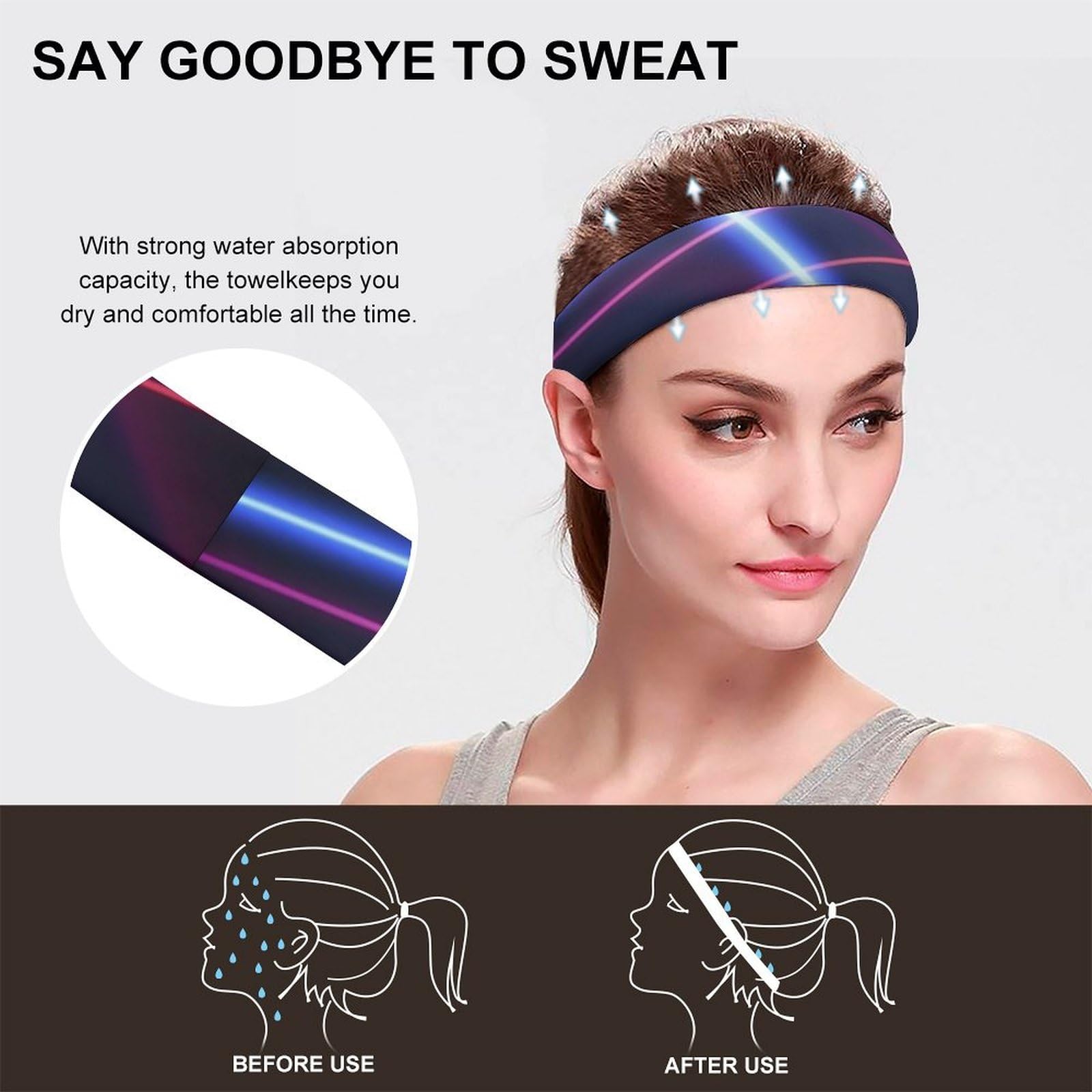 Athletic Headbands For Women & Men - Moisture Wicking Sports Sweatbands For Running, Yoga, Gym & Fitness